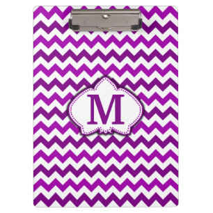 Orchideen-lila Zickzack personalisiertes Monogramm Klemmbrett