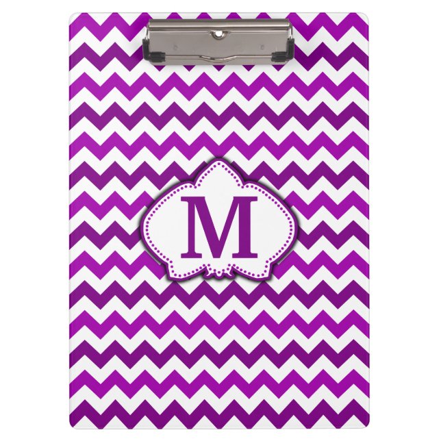 Orchideen-lila Zickzack personalisiertes Monogramm Klemmbrett (Vorderseite)