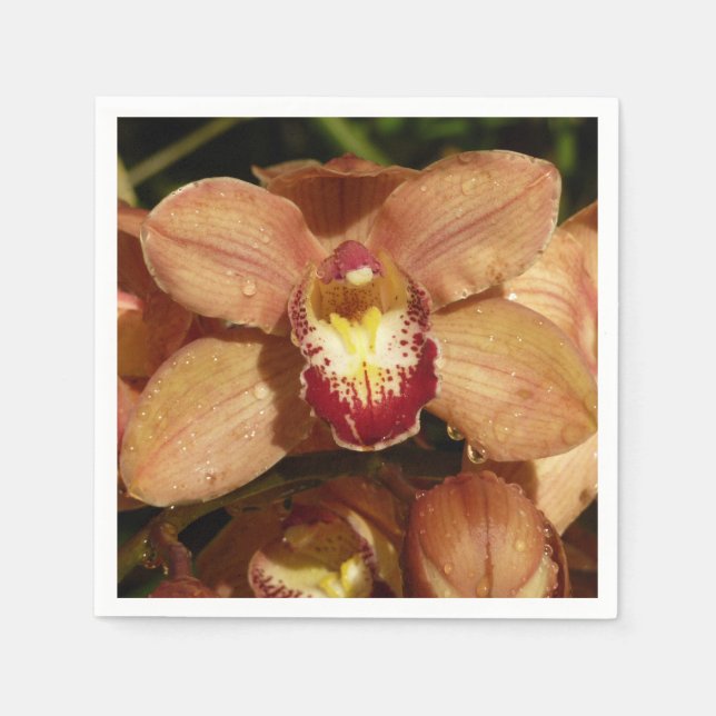 Orchideen mit Raindrops floral Serviette (Vorderseite)