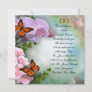 Orchideen, Rose und Schmetterlinge Einladung zur H