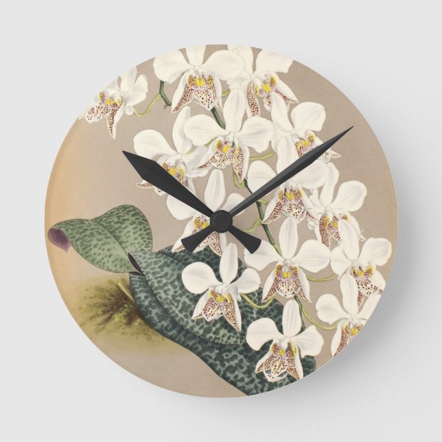 Orchideen Runde Wanduhr (Vorderseite)