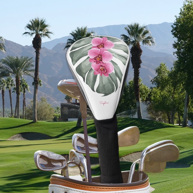 Orchideen Tropische Flora mit Ihrem Namen Golf Headcover (Von Creator hochgeladen)
