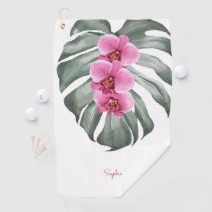 Orchideen Tropische Flora mit Ihrem Namen Golfhandtuch