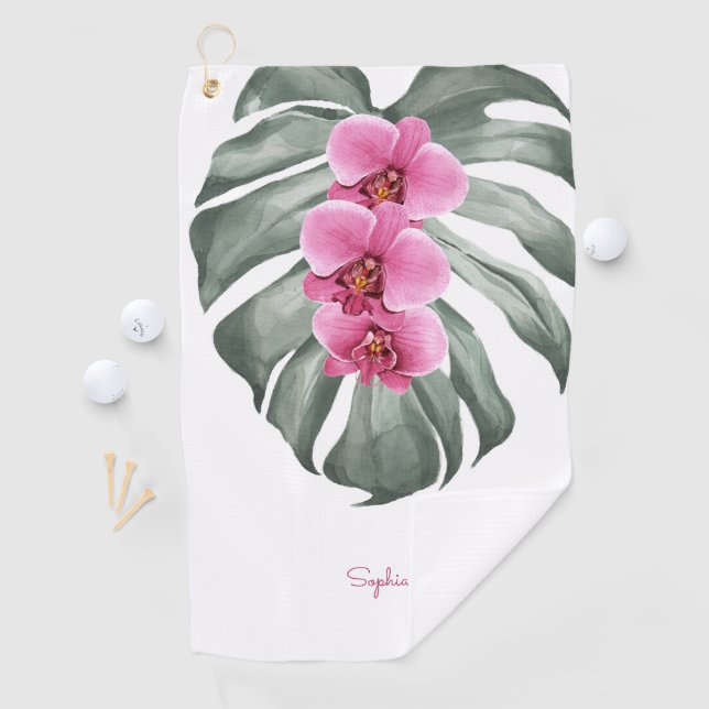 Orchideen Tropische Flora mit Ihrem Namen Golfhandtuch (Insitu)