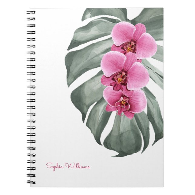 Orchideen Tropische Flora mit Ihrem Namen Notizblock (Vorderseite)