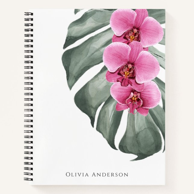 Orchideen tropische Wasserfarben Notizbuch (Vorderseite)