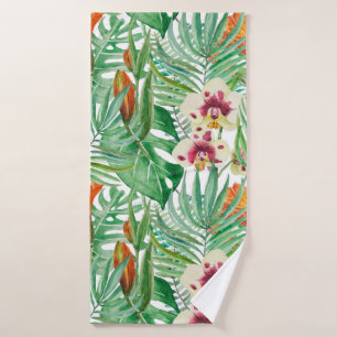 Orchideen u. Blumen Badehandtuch
