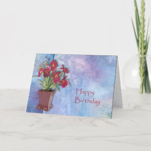 Orchideen und Aquarellfarben Karte