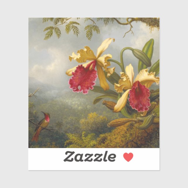 Orchideen und Hummingbird Heade Aufkleber (Blatt)