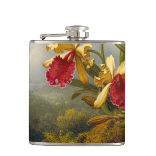 Orchideen und Hummingbird Heade Flachmann
