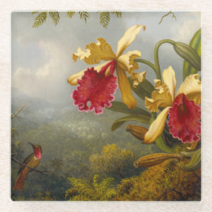 Orchideen und Hummingbird Heade Glasuntersetzer