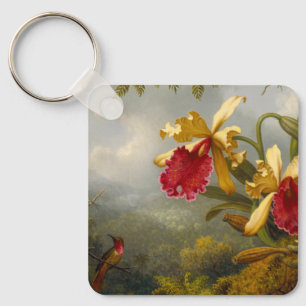 Orchideen und Hummingbird Heade Schlüsselanhänger