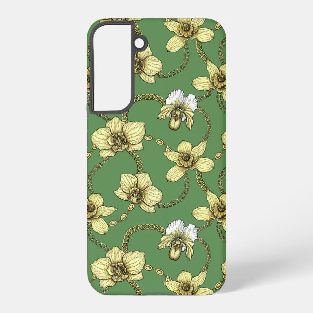 Orchideen und Ketten, gelb und kelgrün Samsung Galaxy Hülle (Rückseite)