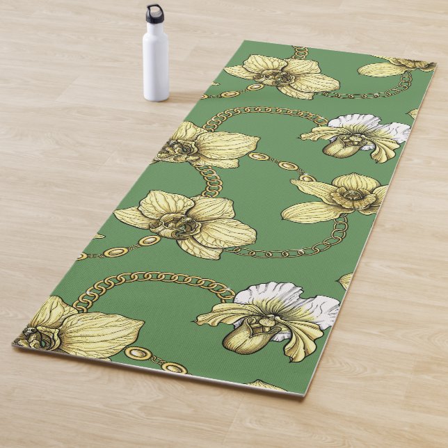 Orchideen und Ketten, gelb und kelgrün Yogamatte (Beispiel)