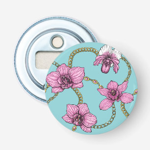 Orchideen und Ketten, rosa und blau Flaschenöffner