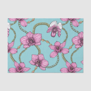 Orchideen und Ketten, rosa und blau Seidenpapier