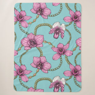 Orchideen und Ketten, rosa und blau Sherpadecke