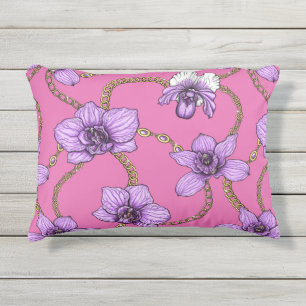 Orchideen und Ketten, violett und rosa Kissen Für Draußen