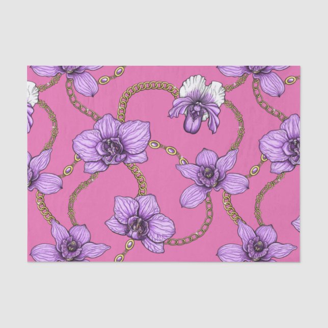 Orchideen und Ketten, violett und rosa Seidenpapier (Vorderseite)