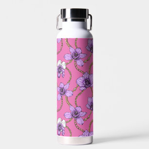 Orchideen und Ketten, violett und rosa Trinkflasche