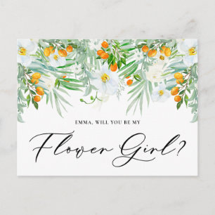 Orchideen und Kumquats Wirst du mein Blumenmädchen Postkarte