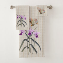 Orchideen-und Schmetterlings-Bad-Tuch-Set Badhandtuch Set