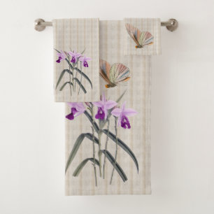 Orchideen-und Schmetterlings-Bad-Tuch-Set Badhandtuch Set