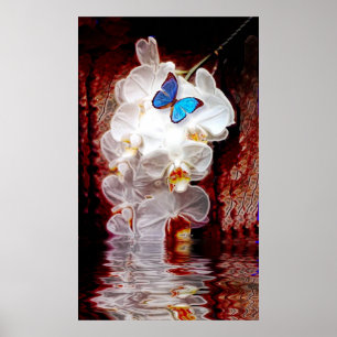 Orchideen und Schmetterlingsdrucke Poster