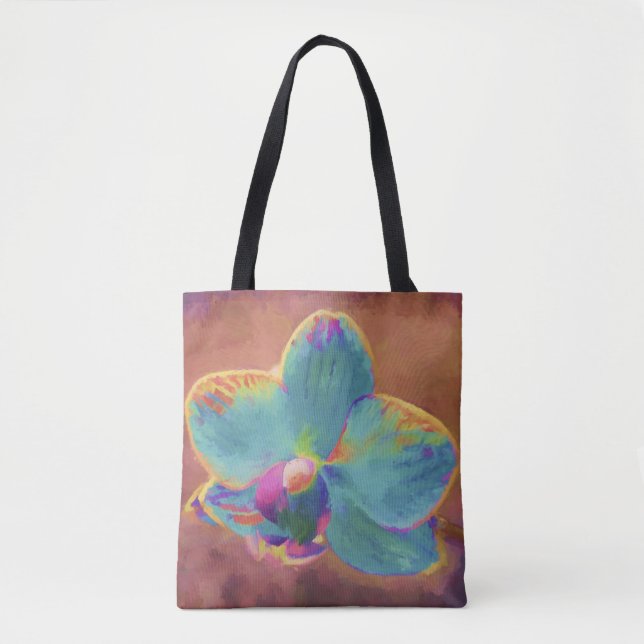Orchideenblau und lila Malerei Tasche (Vorderseite)