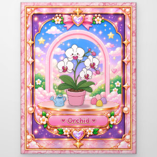 Orchideenblüte, Kawaii-Kunst Postkarte