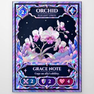 Orchideenblüte, Regenbogenfolie Kunst Postkarte