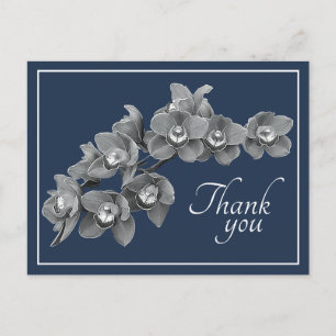 Orchideenblüte Schwarz/Weiß Marinehintergrund Dank Postkarte