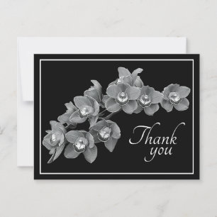 Orchideenblüte Schwarz/Weiß Schwarzer Hintergrund  Postkarte