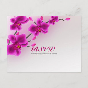 Orchideenblüten Elegante Blumenhochzeit RSVP Einladungspostkarte