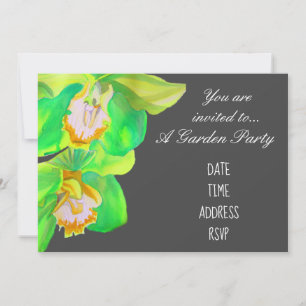 Orchideenblüten modernes Design Gartenparty Einladung
