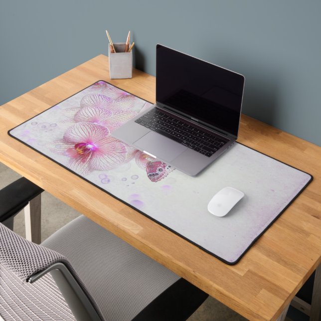 Orchideenblüten und Schmetterlinge Schreibtischunterlage (Büro 2)