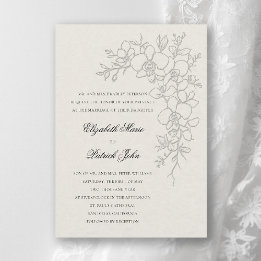 Orchideenglanz Formale Traditionelle Ecru-Hochzeit Einladung