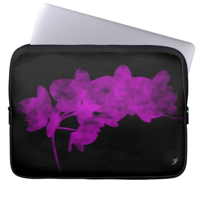 Orchideenschatten auf dunklem Hintergrund Laptopschutzhülle (Vorderseite)