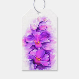 Orchideenstilisierte lila Hochzeitsmarke Geschenkanhänger