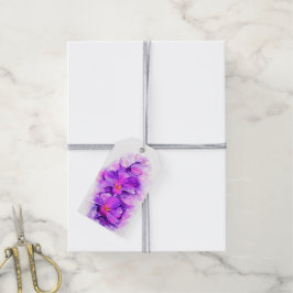 Orchideenstilisierte lila Hochzeitsmarke Geschenkanhänger
