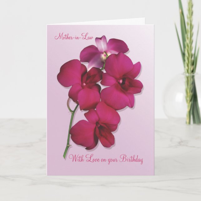 Orchidées. Carte d'anniversaire de la belle-mère (Devant)
