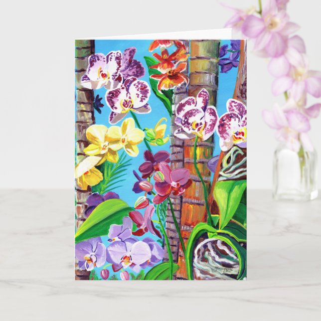 Orchidées colorées avec carte Palm Trees (Orchidée)