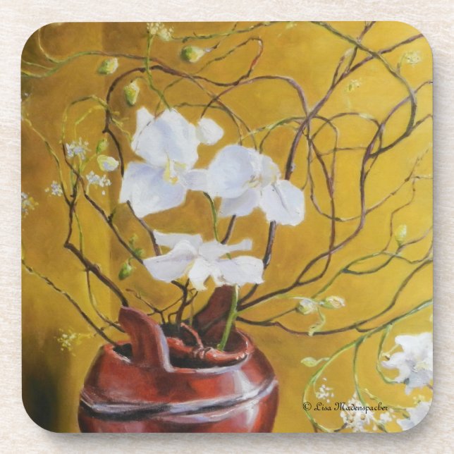 Orchidées dans des dessous de verre d'un vase à (Devant)