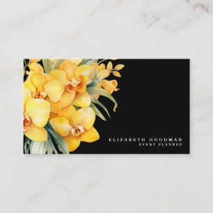 Orchidées élégantes Cartes de visite jaunes et noi