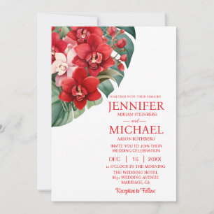Orchidées rouges Invitations de mariage d'été d'hi