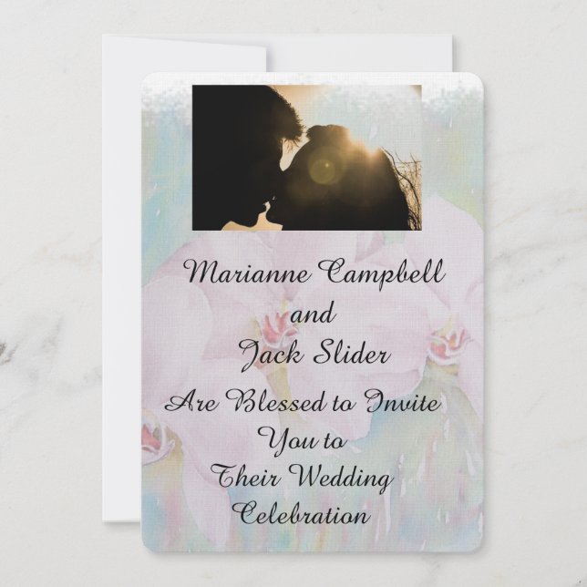 ORCHIDES BLANCS FAIRE-PART DE MARIAGE PERSONNALISA (Devant)