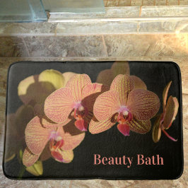 Orchids Coral Pink Fotografy Floral Black Badematte