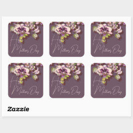 Orchids Floral Happy Mother Day Quadratischer Aufkleber