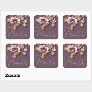 Orchids Floral Happy Mother Day Quadratischer Aufkleber