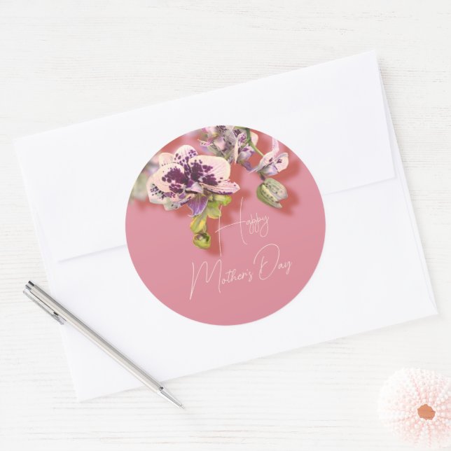 Orchids Floral Happy Mother Day Runder Aufkleber (Umschlag)